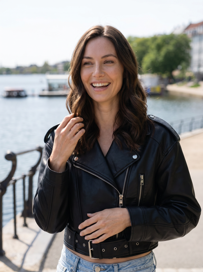Midnat Sort Bikerjakke